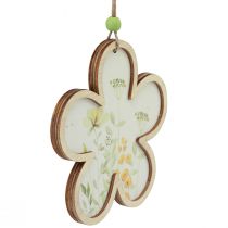 Article Pendentif décoratif bois fleur coeur motif fleurs 12cm 6pcs