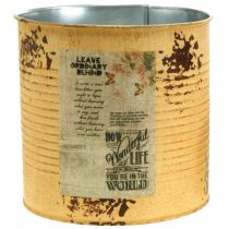 Boîte décorative cache-pot abricot métal décoration estivale Ø15,5cm H15cm