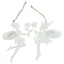 Article Elfes décoratifs décoration de fenêtre ressort métal blanc H20cm 4 pièces