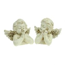 Article Figurine ange en prière Déco pour cimetière Crème 9cm 8 pcs