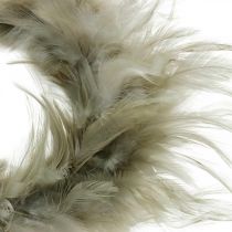Couronne de plumes décoratives grise Ø10,5cm Décoration de Pâques vraies plumes