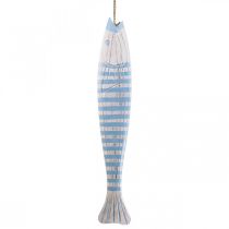 Déco poisson bois Poisson en bois à suspendre bleu clair H57,5cm