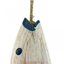 Déco poisson bois Poisson en bois à suspendre Bleu foncé H57,5cm
