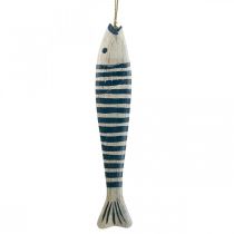 Déco poisson bois Poisson en bois à suspendre Bleu foncé H57,5cm