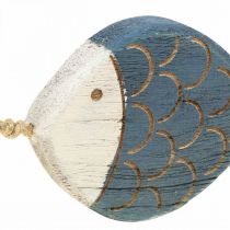 Déco poisson maritime décoration à suspendre poisson en bois bleu H11cm 6pcs