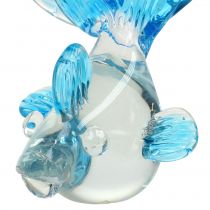 Article Poisson décoratif en verre limpide, bleu 15 cm