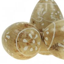 Oeufs en bois, oeufs décoratifs, oeufs de Pâques en bois de manguier 8×5cm 6pcs