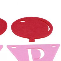 Article Guirlande de fanions décorative d&#39;anniversaire en feutre rose 300cm