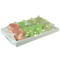 Article Ensemble de 8 pots de fleurs décoratifs en métal multicolores (16,5 x 7 cm) – Idéaux pour balcon et cuisine.