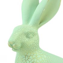 Article Déco de table lapin assis vert doré craquelé H23,5