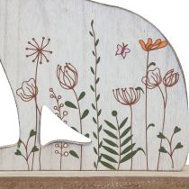 Article Décoration lapin en bois assis avec motifs printaniers 26×19,5 cm