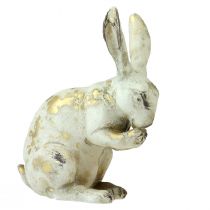 Article Figurines Lapins Décoratives Blanc et Doré en Résine - Lot de 2