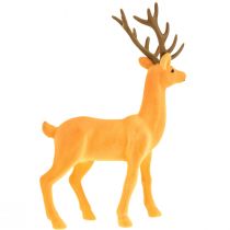 Article Figurine décorative cerf jaune et brun 37 cm flocage velouté