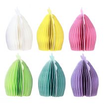 Article Décoration Poules en Papier Nid d'Abeilles Pastel 11×6,5×12 cm – Lot de 6