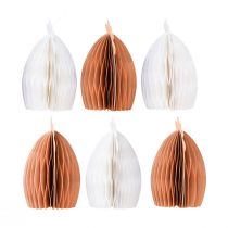 Article Décorations poules en papier nid d'abeilles blanc et orange 7,5x4,5x8 cm - Lot de 6
