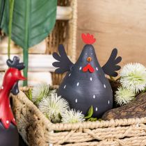 Poulet décoratif noir en bois décoration poule Pâques décoration bois H13cm