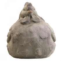 Déco poule grande céramique grise déco printanière vintage 30cm