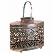 Article Déco lanterne ovale décoration de table métal 27×16×23cm