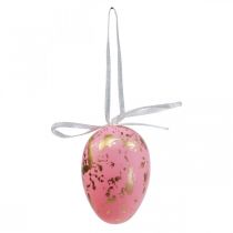 Déco oeufs de Pâques à suspendre décorations de Pâques rose/vert/doré 12 pièces