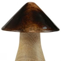 Article Champignon décoratif champignon en bois effet brillant marron naturel Ø7,5cm H10cm