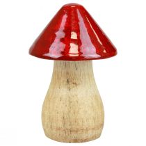 Article Décoration champignons en bois rouges brillants - Lot de 3 tailles