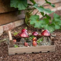 Déco champignons verre rouge vintage décoration automne Ø9cm H13.5cm 2pcs