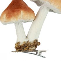 Déco champignons avec pince décoration automne floqué triés 9cm 3pcs