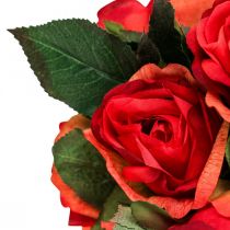 Bouquet de roses déco fleurs artificielles roses rouges H30cm 8pcs
