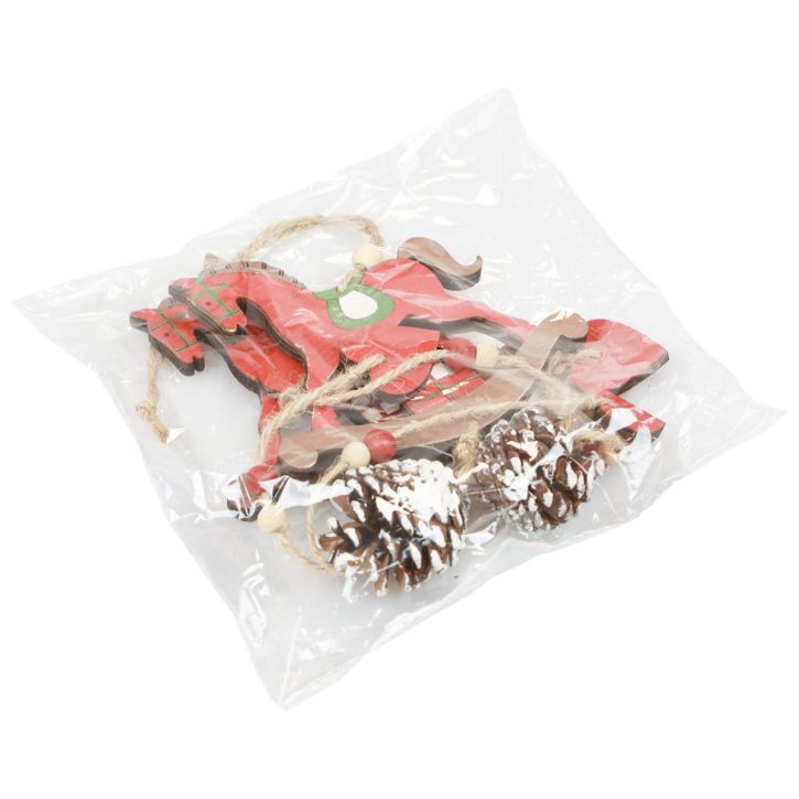 Article Cheval à Bascule Décoratif à Suspendre en Bois Décoration Noël Rouge 37cm 2pcs