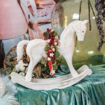 Cheval à bascule décoratif Noël blanc marron 37x8x32cm