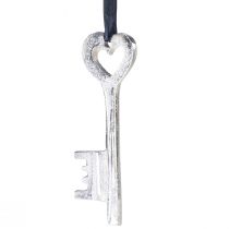 Article Porte-clés décoratif en métal argenté, décoration de mariage 4x11cm 6 pièces
