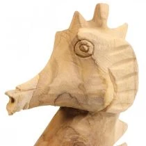 Article Décoration Séjour Hippocampe en Bois Naturel 38 cm