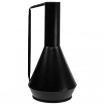 Article Vase décoratif en métal noir, conçu comme un pichet décoratif, pièce élégante et attrayante, 19,5 cm x 38,5 cm, pour fleurs séchées et artificielles