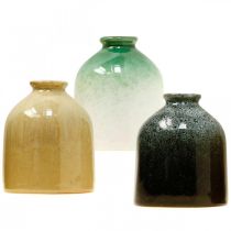 Vases décoratifs, set de vases en céramique rond H9.5cm Ø8cm 3pcs