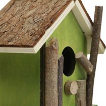 Nichoir décoratif nichoir décoratif en bois vert naturel H14,5cm lot de 2