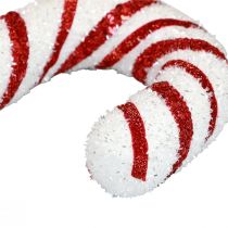 Article Canne à sucre décorative décoration de fenêtre de Noël rayures blanches rouges H51,5 cm