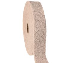 Article Ruban décoratif vieux rose large aspect laine 40 mm 8 m
