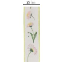Article Ruban cadeau à motif floral Bellis, idéal pour les loisirs créatifs et l'emballage, 25 mm x 20 m