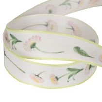 Article Ruban cadeau à motif floral Bellis, idéal pour les loisirs créatifs et l'emballage, 25 mm x 20 m