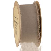 Article Ruban décoratif en mousseline de soie marron boue 40 mm 15 m
