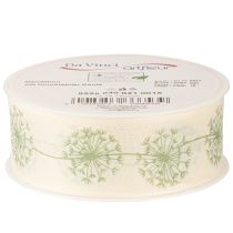 Article Ruban décoratif, ruban cadeau, motif pissenlit, crème, 40 mm, 15 m