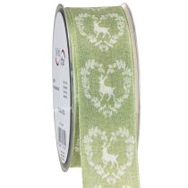 Article Ruban déco cerf vert 40mm 20m
