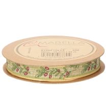 Article Ruban cadeau branche d'olivier avec branches et olives élégantes, 1,5 cm, 15 m