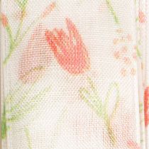 Article Ruban cadeau à motif tulipe, idéal pour les occasions spéciales et la décoration saisonnière, 2,5 cm de large, 18 m de long