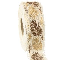 Article Ruban décoratif feuilles tropicales ruban coton marron 30mm 15m