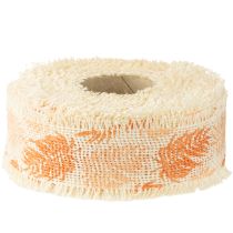 Article Ruban décoratif feuilles forêt tropicale ruban coton orange 30 mm 15 m