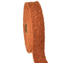 Article Ruban décoratif marron rougeâtre, large ruban en tissu aspect laine 40 mm 8 m