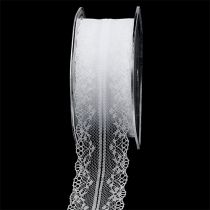 Ruban décoratif en dentelle blanche 40 mm 20 m