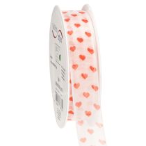 Article Ruban cadeau à motifs de cœurs, idéal pour des emballages créatifs et des cadeaux personnalisés, 2,5 cm de large, 15 m de long