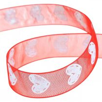 Ruban décoratif coeurs, décoration mariage, ruban Saint Valentin rouge, blanc 15mm 20m